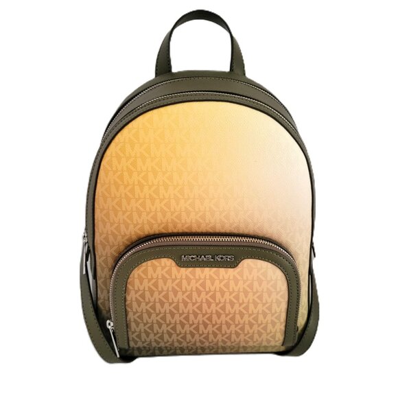 Michael Kors Jaycee Medium Zip Pocket Backpack MK Olive Multi Ombre - Picture 2 of 8